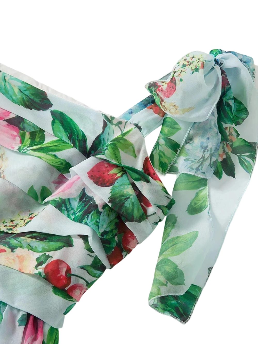 Chiffon Bow Shoulder Bohemian Floral Print Maxi Dress - Image 6