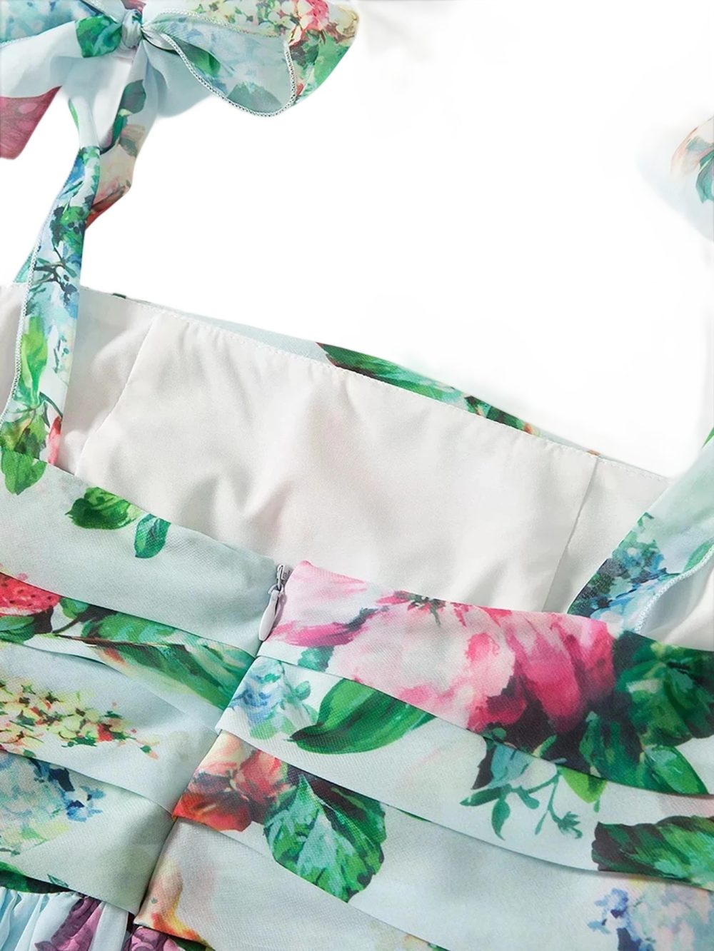 Chiffon Bow Shoulder Bohemian Floral Print Maxi Dress - Image 12