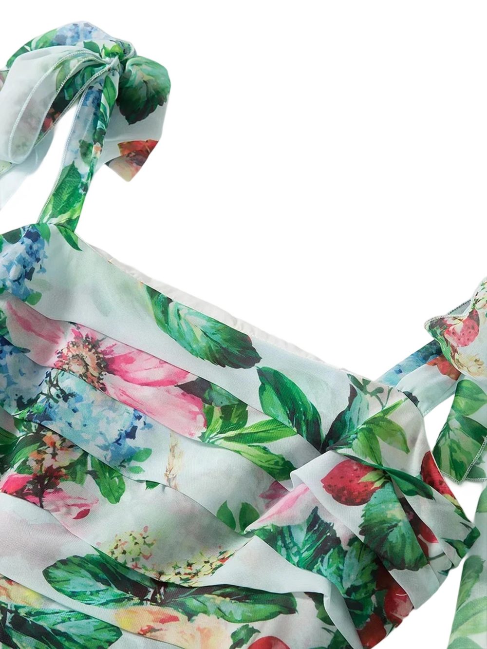 Chiffon Bow Shoulder Bohemian Floral Print Maxi Dress - Image 18