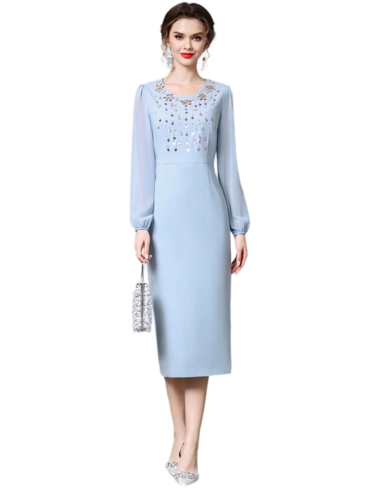 High-Quality High-Quality Embroidered Beaded Long Dress