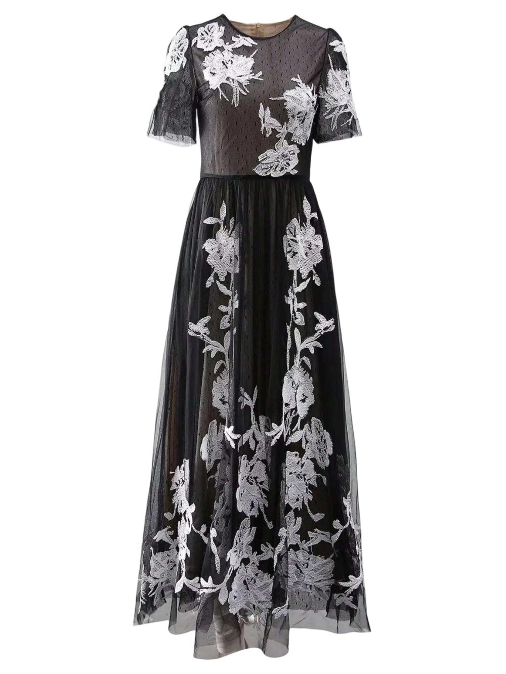 Women’s Round Neck Mesh Embroidery Princess Long Dress - Image 7