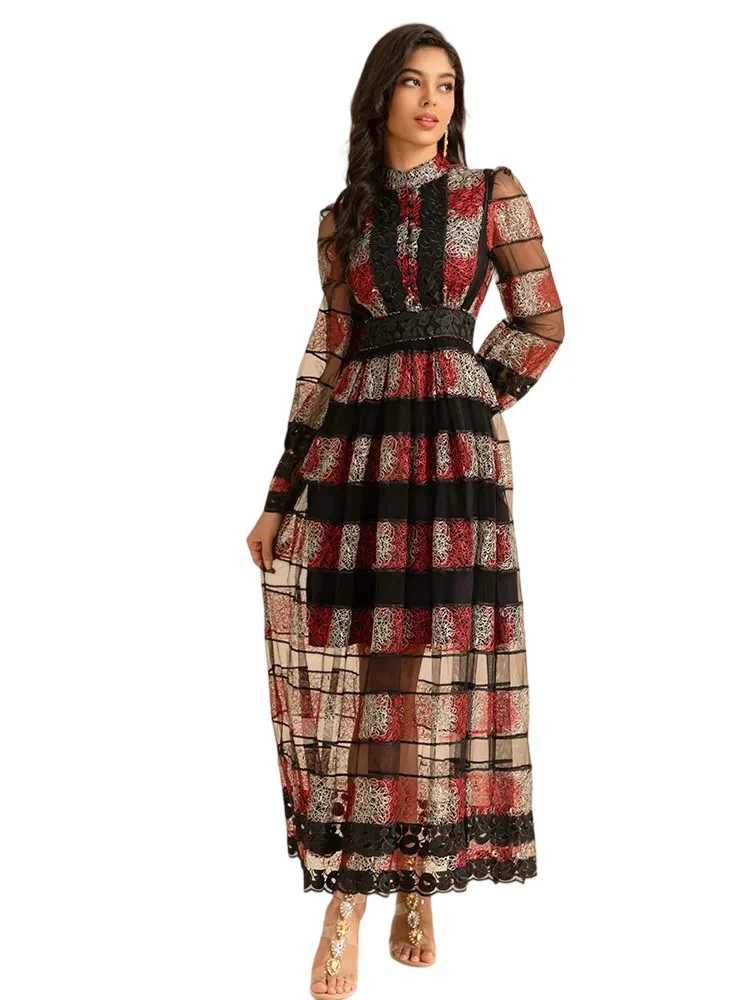 American women's French maxi Elegant Long Dress
