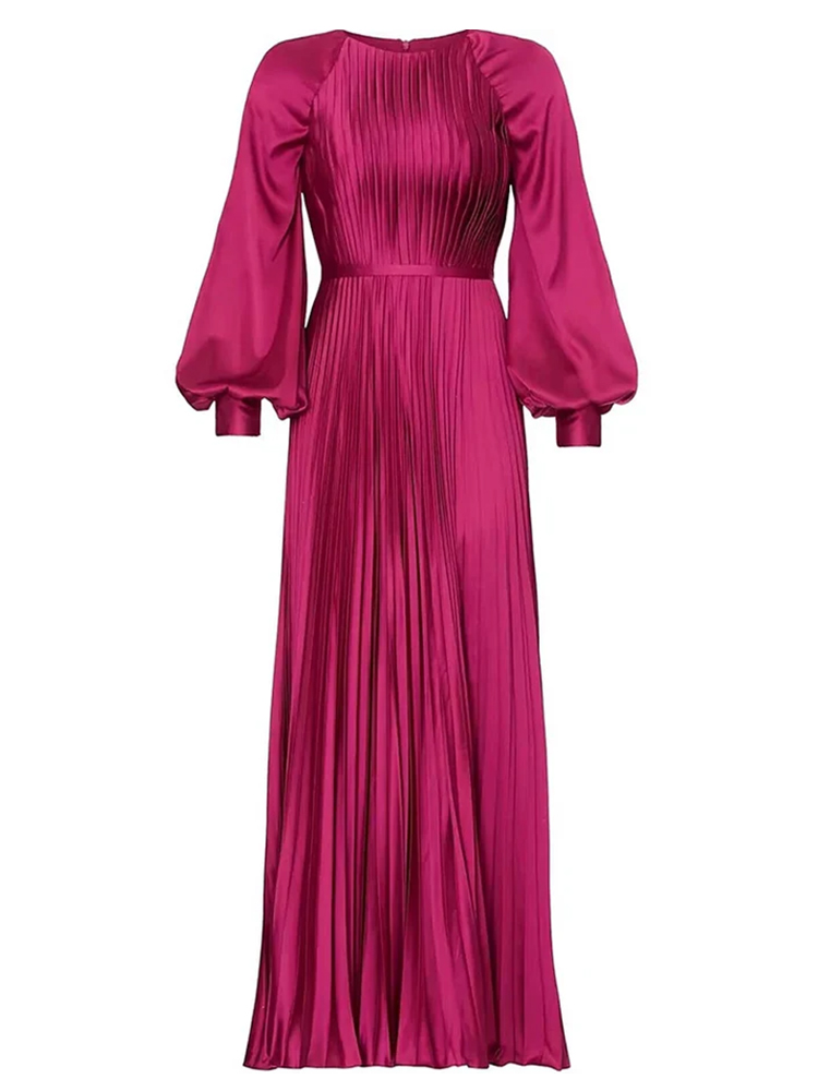 Fashion Party Ball Lantern Sleeve  Retro Pleated Dress