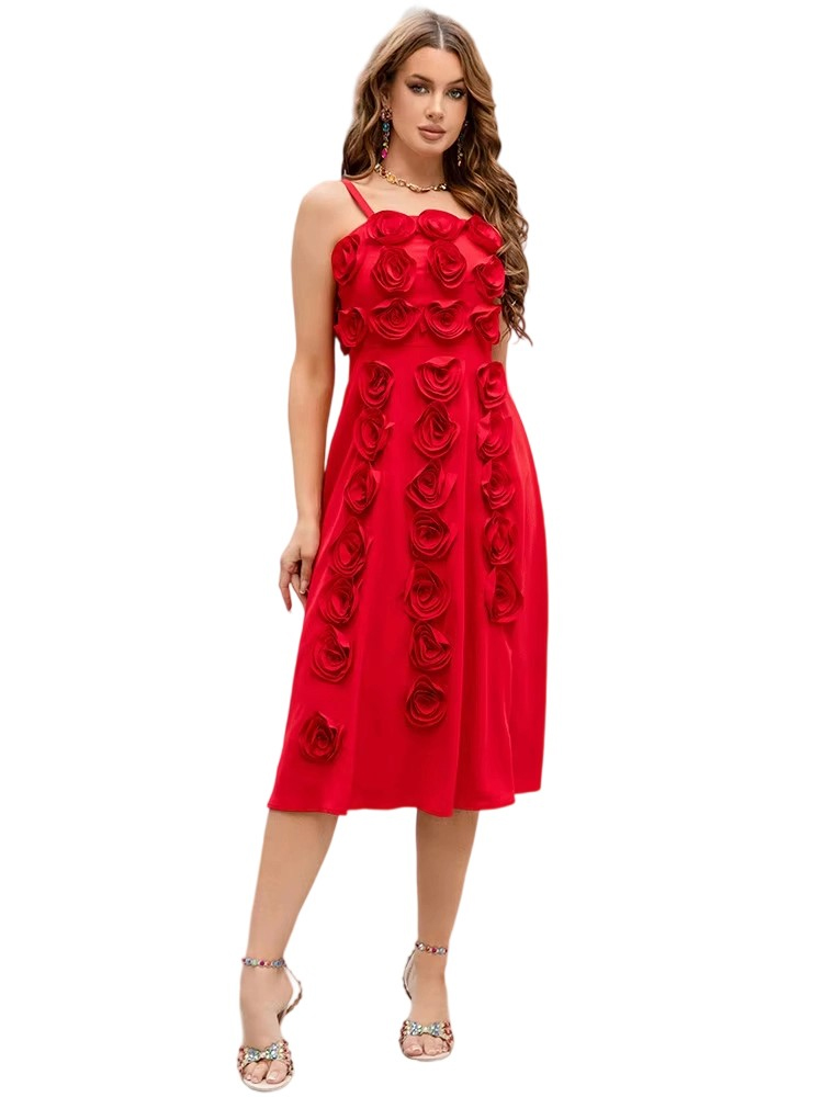 Strapless  3D Flower A-line  Summer Unique Dresses
