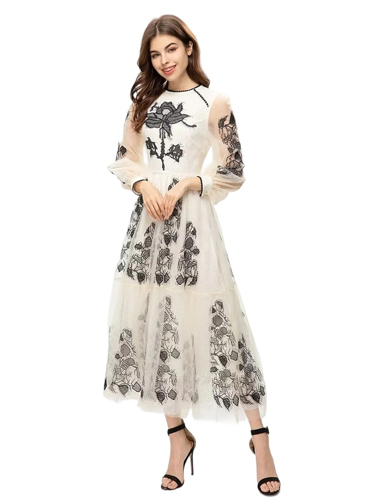 Summer Runway Bohemian Floral Net Yarn Dress