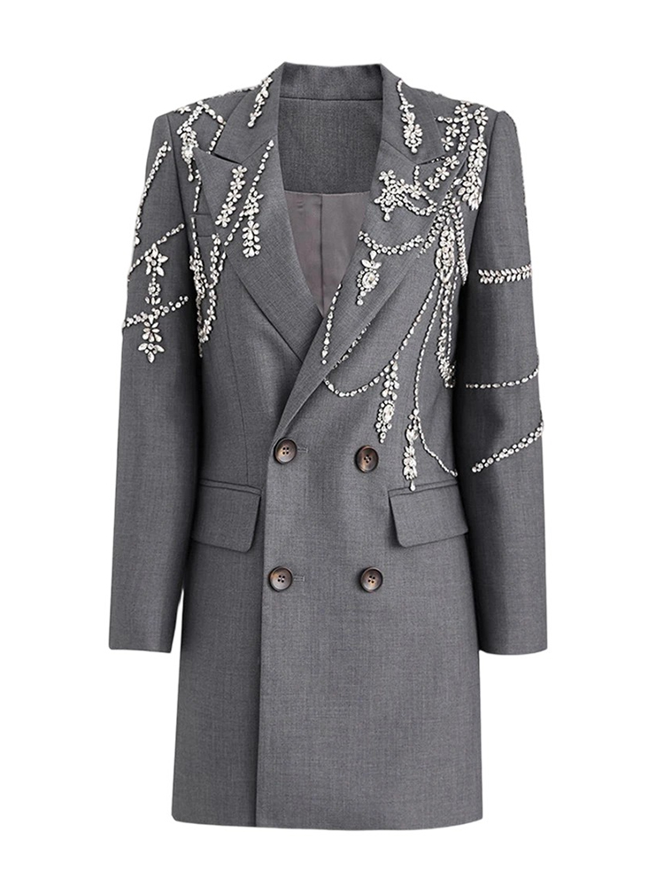 Vintage Runway Gray Double-breasted MIDI Coat