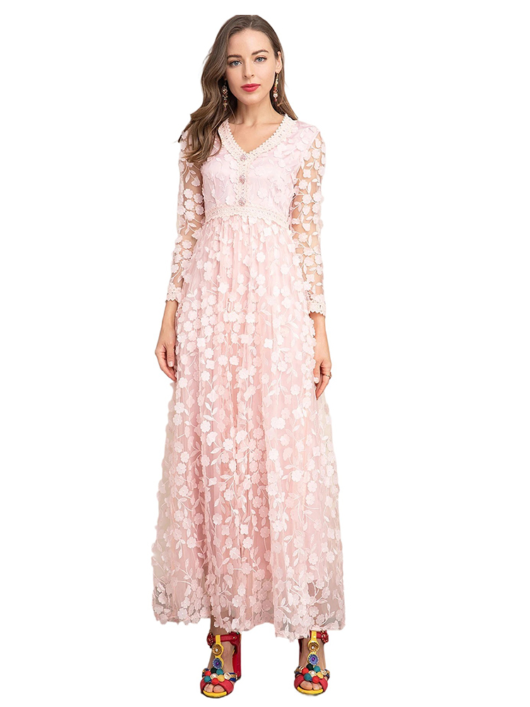 Summer Fashion Runway Autumn Puff Sleeve Floral Party Dress